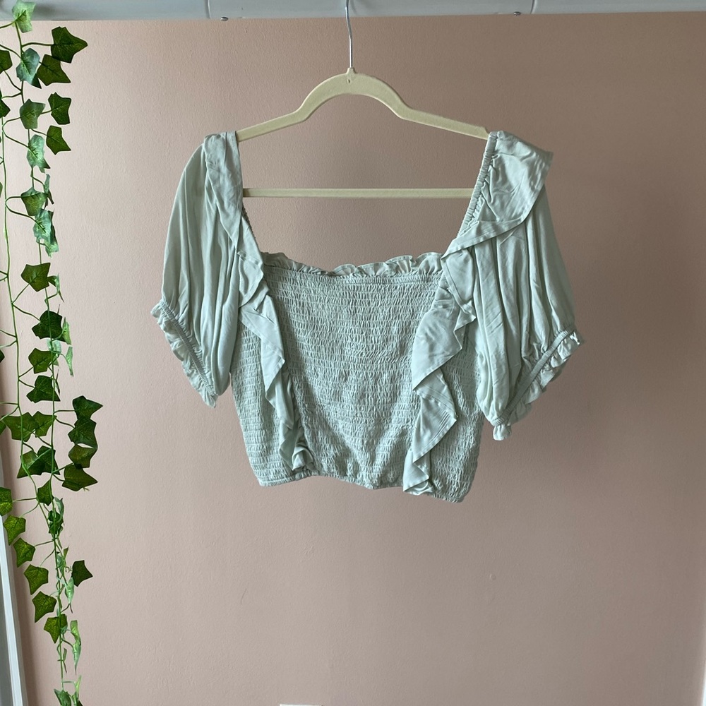 Nasty Gal Shirred Crop Top - Mint
